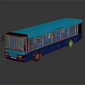 Modern Blue Cyan Bus with Sleek Transparent Windows Yellow Interior Seats Reflection on Dark Background