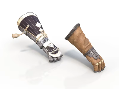 Ancient Weapon Decorative Gauntlet With Metal Accents And Leather Combat Glove 3d model