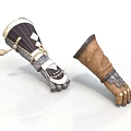 Ancient Weapon Decorative Gauntlet With Metal Accents And Leather Combat Glove