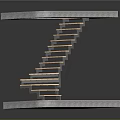 Modern Floating Staircase Design With Square Concrete Platforms And Wooden Steps
