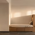 Modern Apartment Interior Featuring Wooden Built in Bench Drawers and Natural Light