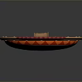Traditional Red Round Shield With White Spiral Patterns Golden Edge Decorations And Red Border