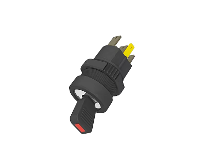 Black Electrical Toggle Switch With Red Indicator And Yellow Pins For Appliance Control 3d model