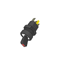 Black Electrical Toggle Switch With Red Indicator And Yellow Pins For Appliance Control