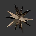 Star Shaped Art Installation With Silver Gold Points And Perforated Design On Beige Background
