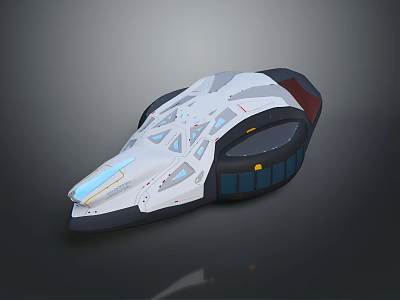 Cosmic Aerospace Spaceship Design With White Body Streamlined Structure And Blue Red Details 3d model