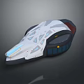 Cosmic Aerospace Spaceship Design With White Body Streamlined Structure And Blue Red Details