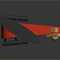 Red Toy Helicopter With Black Base And Wooden Propeller Blades