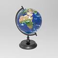 Decorative Globe Ornament Set for Home Decor with Black Base and Blue Ocean Design