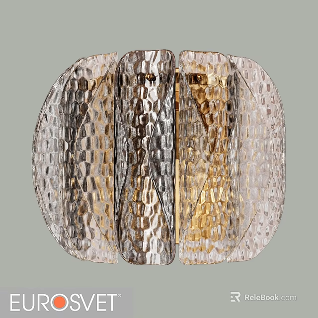 Elegant Modern Wall Sconce With Transparent Textured Glass And Gold Accents For Contemporary Home Decor 3d model 