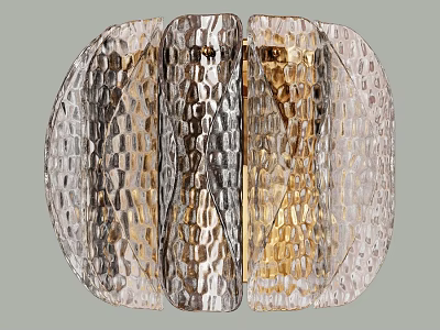 Elegant Modern Wall Sconce With Transparent Textured Glass And Gold Accents For Contemporary Home Decor 3d model