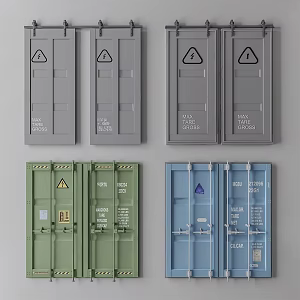 Industrial wind container barn door 3d model