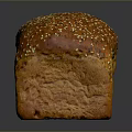 Golden Brown Rectangular Whole Wheat Bread with Sesame and Poppy Seeds on Dark Background