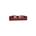 Modern Red Two Seater Sofa with Gray and Black White Patterned Cushions 3d model
