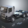Functional Silver Black Semi Truck 3D Model With Multiple Wheels 3d model