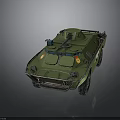 Green Military Armored Vehicle with Number 1305 Turret and Wheels
