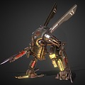 Robot Double Knife Sci-Fi Robot Future Robot War Machine Steampunk Cyberpunk 3d model