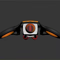 Orange And Black Modern Mechanical Robotic Device With Red Circular Part And Arm Like Design