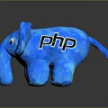 Blue Elephant Plush Toy With Cute Face And PHP Text Design