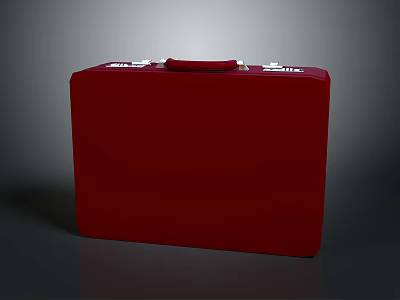 Stylish Red Suitcase With Leather Handle And Metal Clasps For Daily Use 3d model