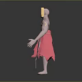 Shirtless Man With Pink Skin Golden Accessories And Pink White Skirt