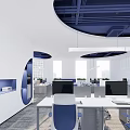 Public Office Space With Modern Design Open Layout Workstations Computers Ergonomic Chairs And Natural Light 3d model
