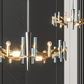 Modern Luxury Chandelier with Gold Frame and Blue Glass Rods Hanging Interior Lighting Design