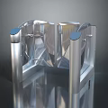Modern Transparent Turnstile With Silver Frame Blue Top And Reflective Surface Design 3d model