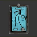 Turquoise Robot Character With Metallic Body Control Panel Antenna And Yellow Button Details