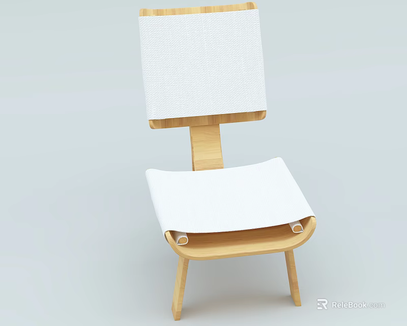 Modern Minimalist Leisure Chair With Wooden Frame White Cushioned Seat And Backrest 3d model 