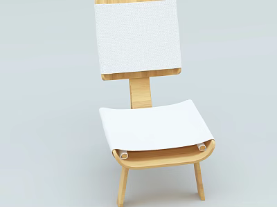 Modern Minimalist Leisure Chair With Wooden Frame White Cushioned Seat And Backrest 3d model