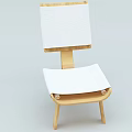 Modern Minimalist Leisure Chair With Wooden Frame White Cushioned Seat And Backrest