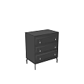 Black Modern Chest of Drawers with Three Drawers and Slim Legs Design