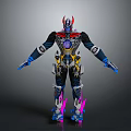 Futuristic Armored Warrior Character With Mythical Creature Inspired Design And Colorful Armor