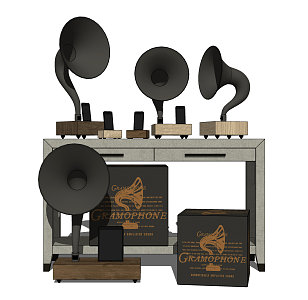 Modern phonograph ornaments combination 3d model