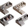 Modern Cream Wind Sand Publishing Art Sofa Multi-person Sofa Living Room Sofa 3d model