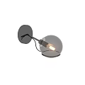 Modern Black Wall Lamp with Adjustable Arm Transparent Spherical Shade and Vintage Filament Bulb