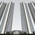 Modern High Rise Residential Complex With Surrounding Roads And Green Areas Layout 3d model