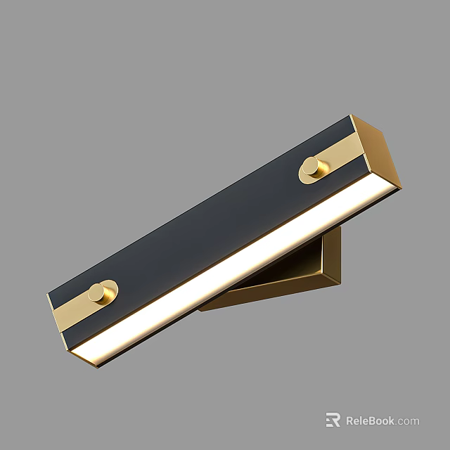 Modern Minimalist Black and Gold Slim Rectangular Wall Light with LED Strip 3d model