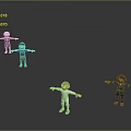 Animated 3D Characters And Creatures With Diverse Poses And Colorful Outfits