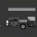 Mobile Food Truck With Canopy Counter Appliances And Open Doors For Outdoor Service