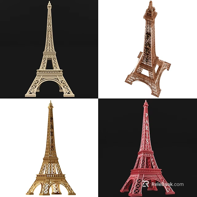 Assorted Eiffel Tower Decorative Models In Different Colors And Designs 3d model 