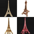 Assorted Eiffel Tower Decorative Models In Different Colors And Designs 3d model