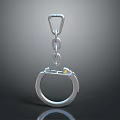 Silver Metal Decorative Ornament Set Featuring Handcuff Shaped Design With Chain And Lock