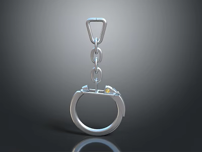 Silver Metal Decorative Ornament Set Featuring Handcuff Shaped Design With Chain And Lock 3d model