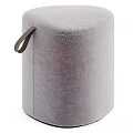 Modern Gray Fabric Ottoman With Leather Handle For Living Room Decor And Comfort