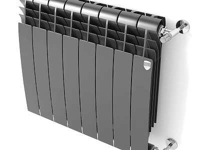 Modern Black Wall Mounted Radiator With Sleek Metal Design And Chrome Accents 3d model