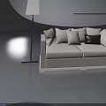 Modern Living Room Interior With White Sofa Hinged Door And Floor Lamp