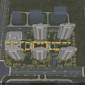 Aerial View Planning of Residential Community With High Rise Buildings and Green Areas