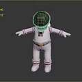 White Astronaut Suit Equipment With Black Helmet And Gold Accents Design